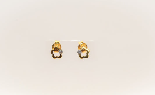 21K Gold Mini Flower Kids Stud Earrings