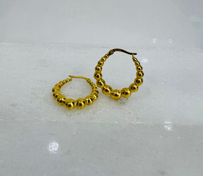 21k Gold Bubble Hoop Earrings