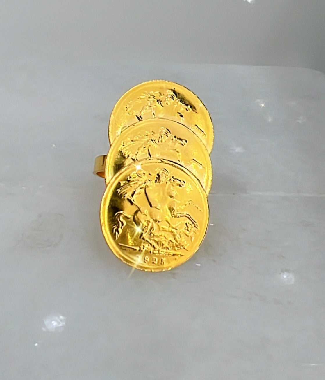21k Gold Triple Coin Ring