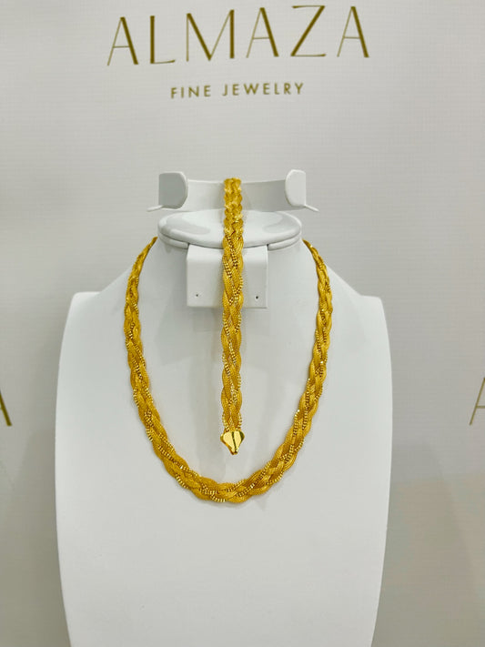 21k Gold Braided Necklace Set