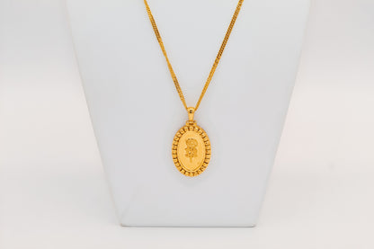 21K Gold Oval Rose Necklace