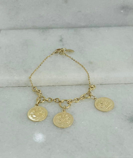 18k Gold Coin Bracelet