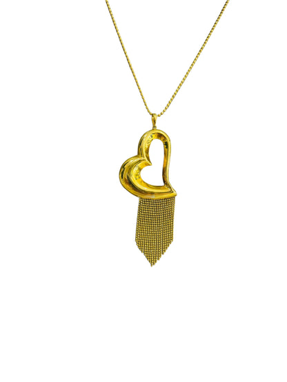 21k Gold Large Heart Tassel Necklace