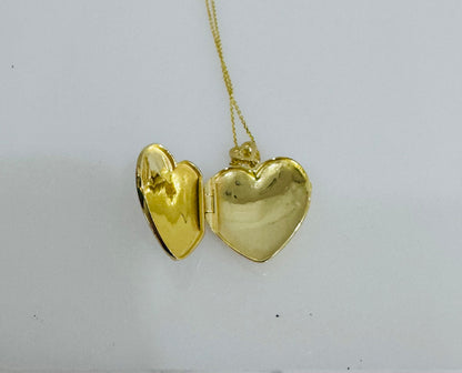 14k Hold Heart Locket Necklace