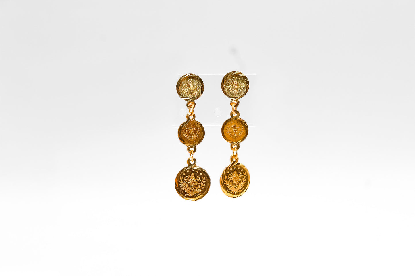 21K Gold Coin Dangle Post Earrings