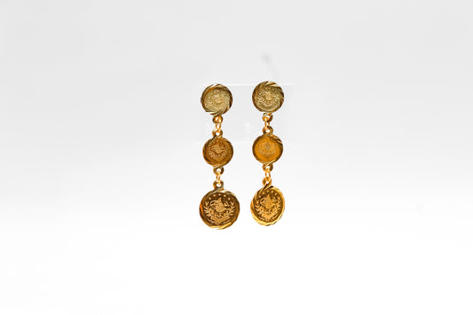 21K Gold Coin Dangle Post Earrings
