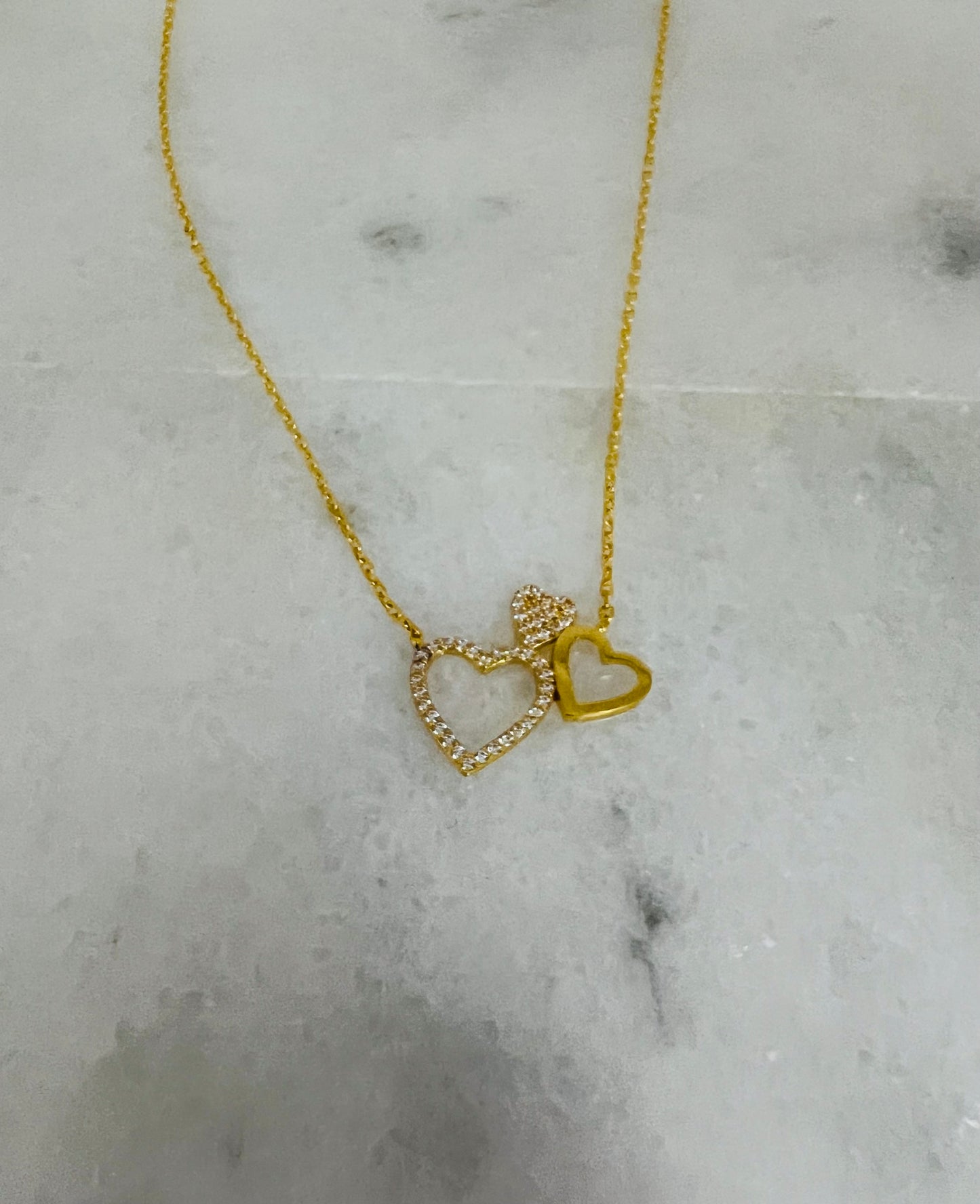 21k Gold Hearts Necklace