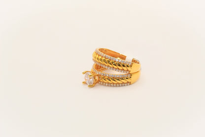 21K Gold Solitaire Wedding Ring Set