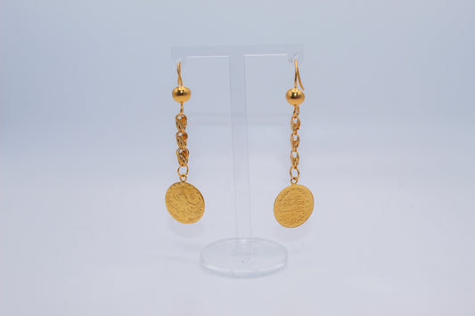 21k Gold Turkish Coin Earrings