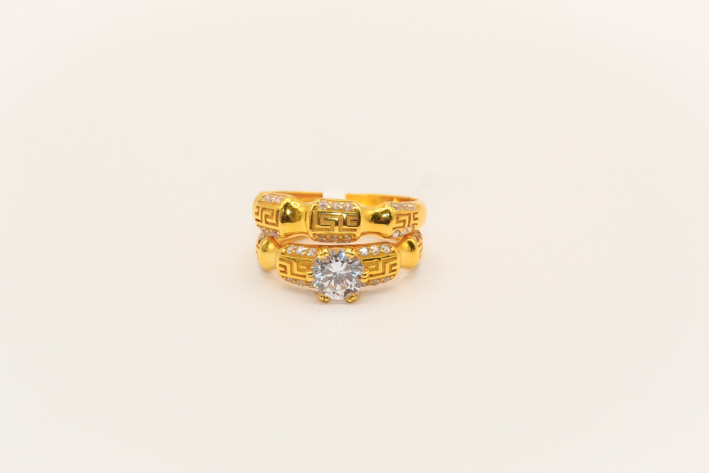 21K Gold Solitaire Wedding Ring Set