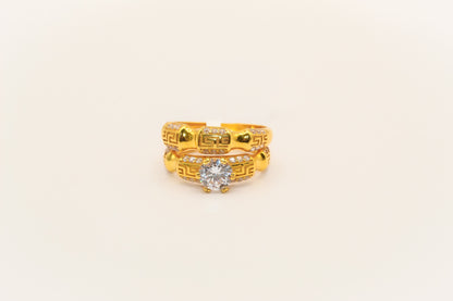 21K Gold Solitaire Wedding Ring Set