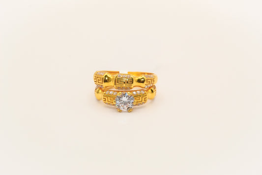 21K Gold Solitaire Wedding Ring Set