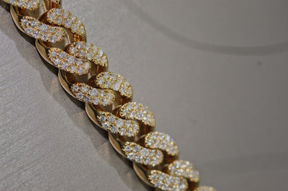 14k Gold Mens 6.61 carat Diamond Cuban Link Bracelet