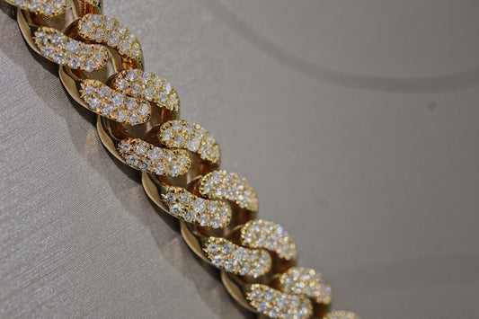 14k Gold Mens 6.61 carat Diamond Cuban Link Bracelet