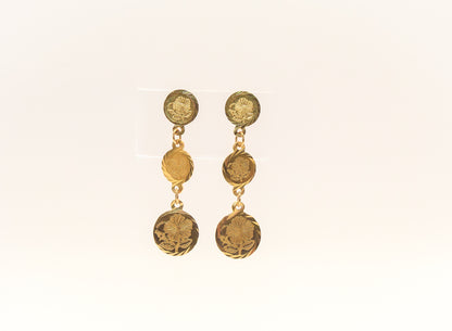 21K Gold Coin Flower Earrings