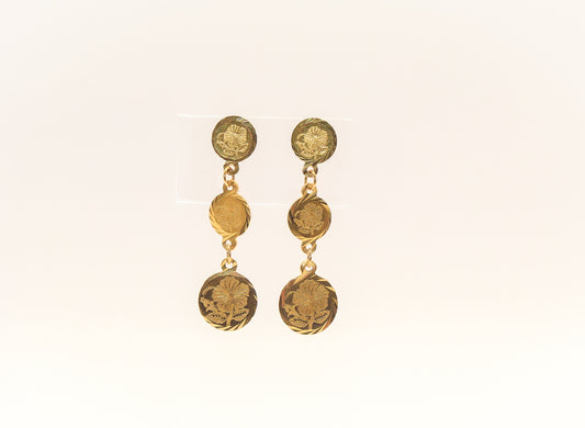 21K Gold Coin Flower Earrings