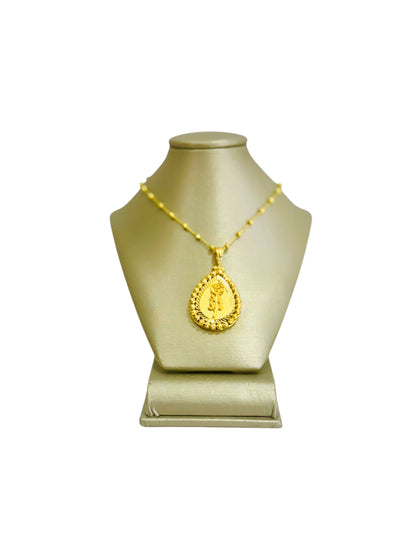 21k Gold Rose Tear Drop Himo Necklace