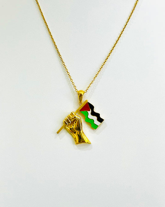 21k Gold Palestine Flag Necklace