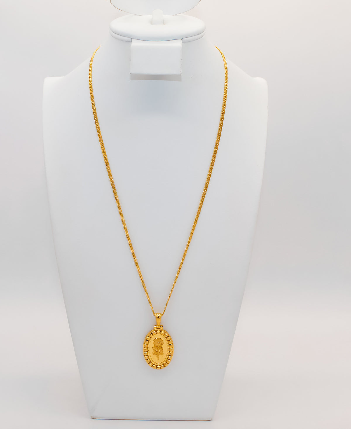 21K Gold Oval Rose Pendant, view 2