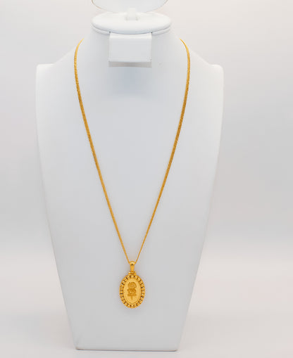 21K Gold Oval Rose Pendant, view 2