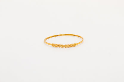 21K Gold Simple Leaf Bangle Bracelet
