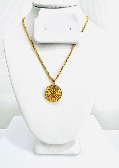 21k Gold Palestine Medal Necklace