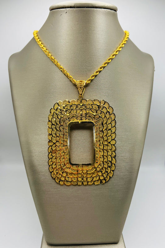 21k Gold  Large Ounsa Frame Pendant