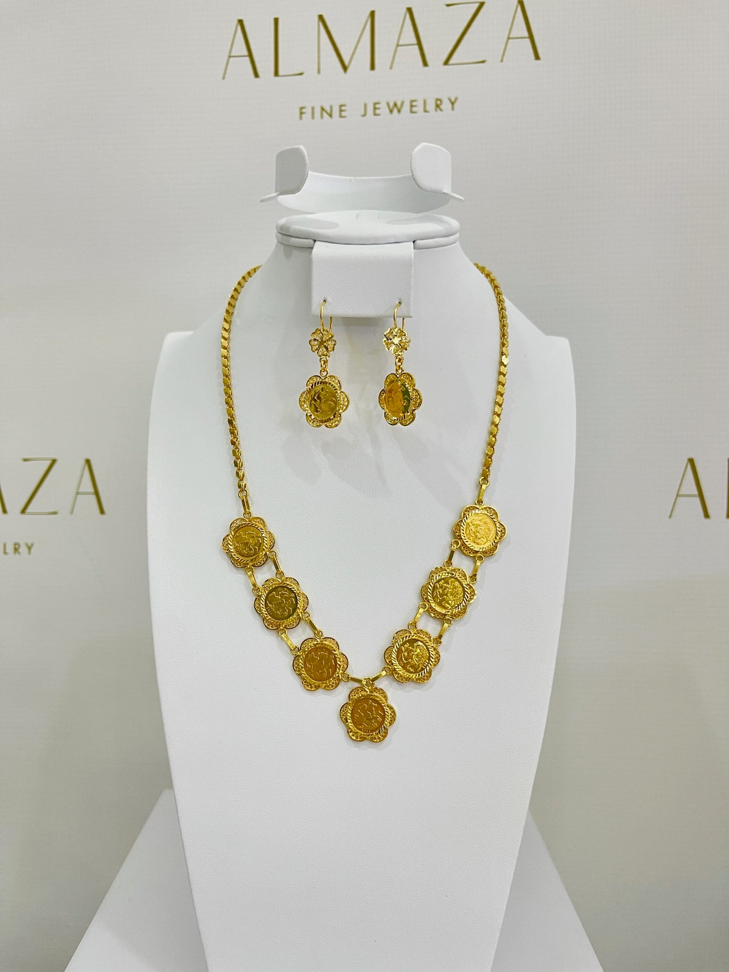 21k Gold Coin Necklace Set