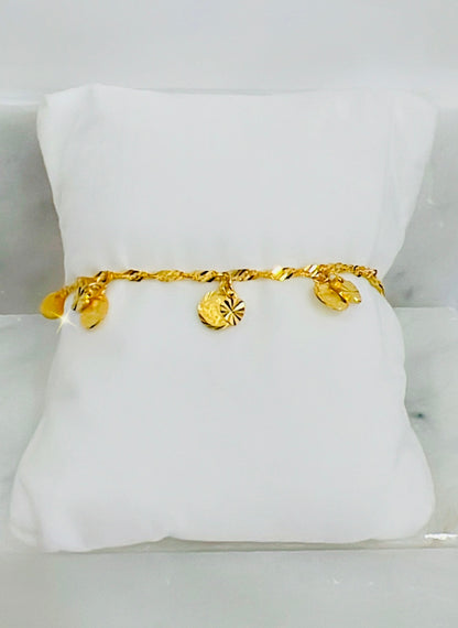 21k Gold Flower Coin Bracelet