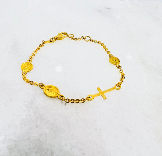 21k Gold Kids Cross Bracelet