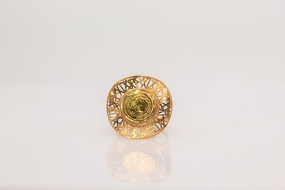 21K Gold Coin Ring