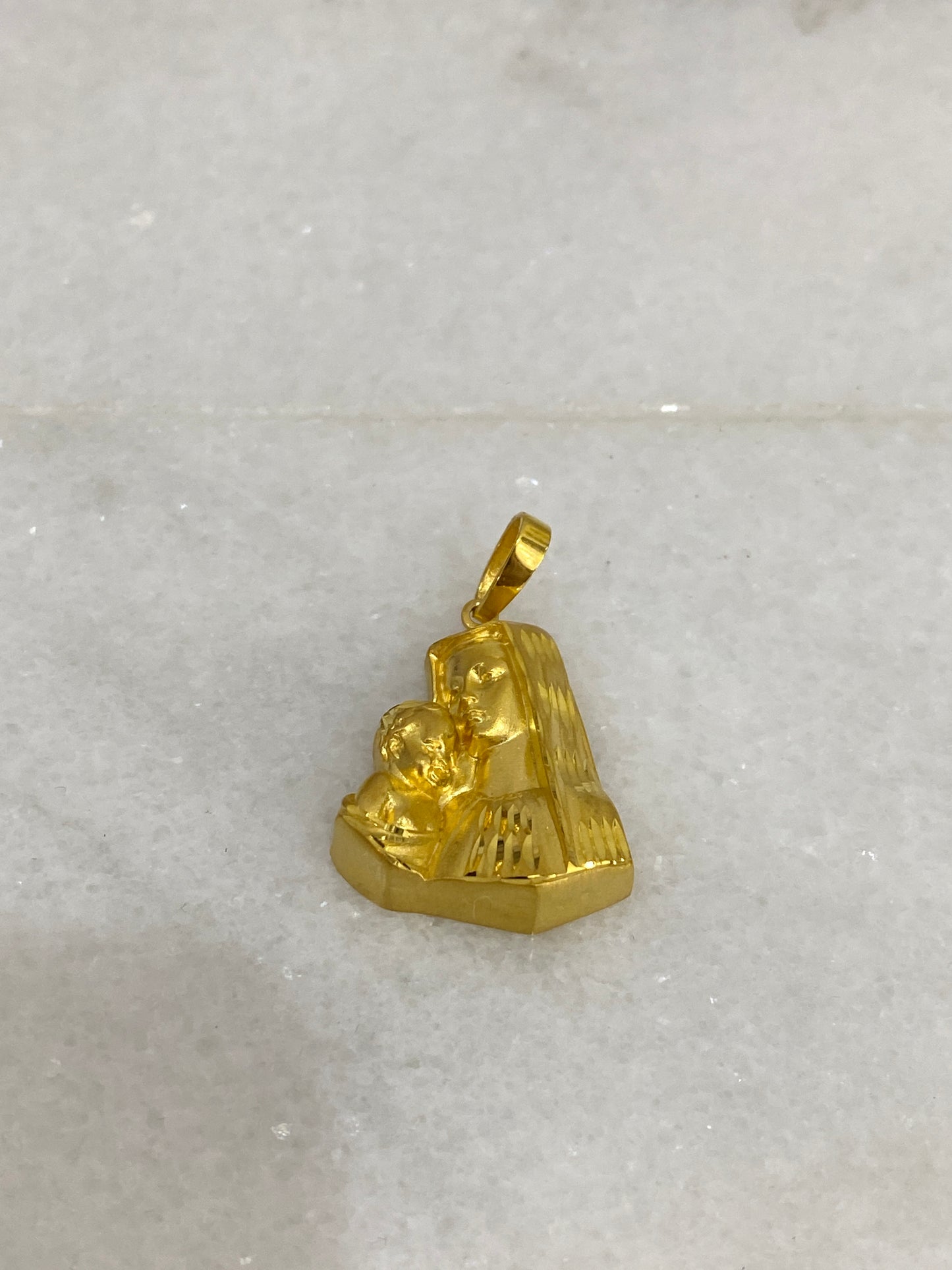 21k Gold Mother Mary and Jesus Pendant