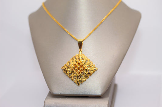 21k Gold square Leaf Necklace