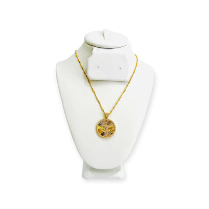 21k Gold Zirconia Medalian necklace