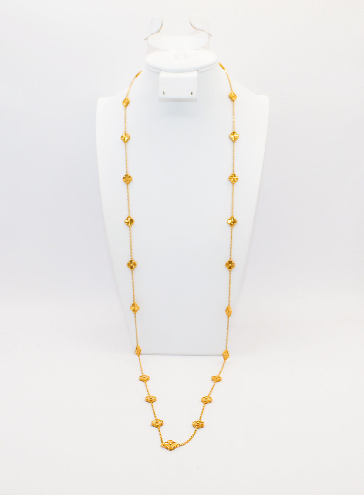 21K Gold Long Flower Necklace