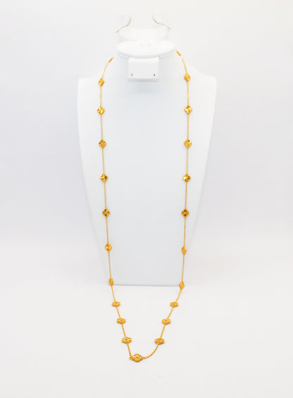 21K Gold Long Flower Necklace