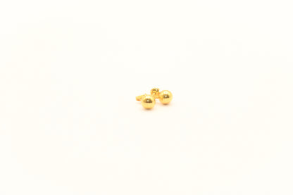 21K Gold Screw Back Ball Kids Earrings