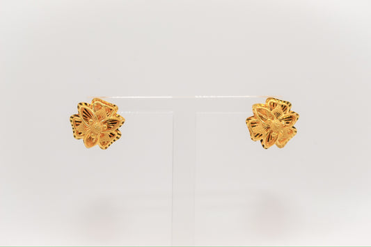 21K Gold Flower Post Earrings
