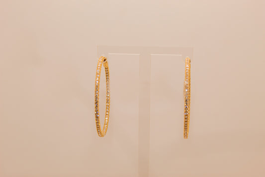 14k Gold Inside and Out Diamond Hoop Earrings