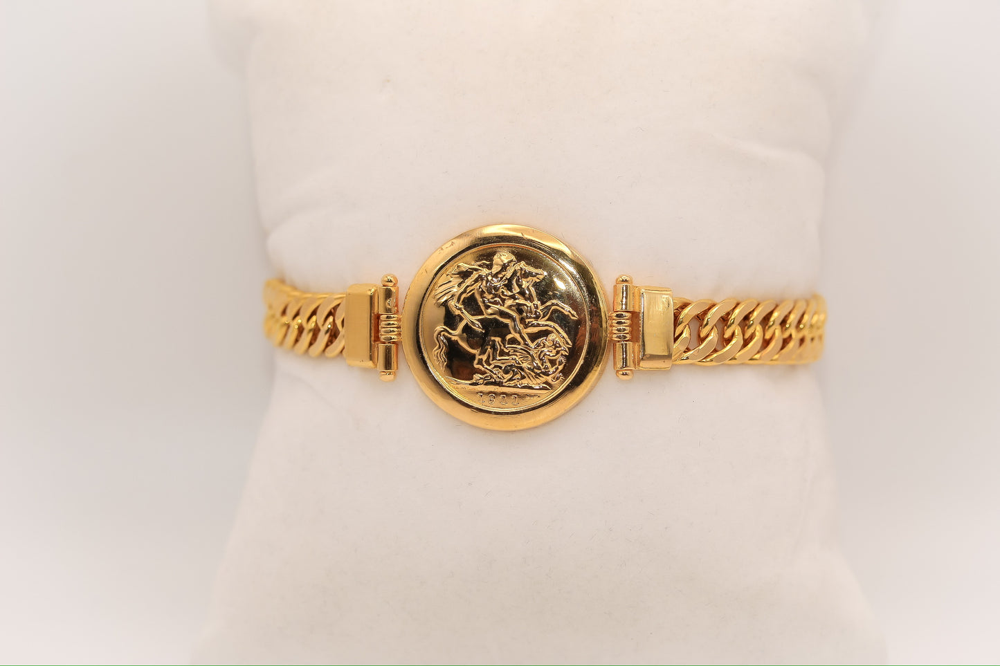 21k Gold English Coin Link Bracelet