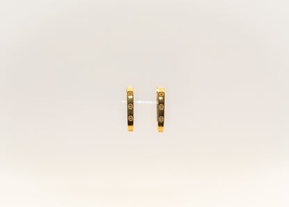 21K Gold Square Mini Huggies Earrings
