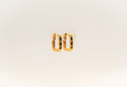 21K Gold Square Mini Huggies Earrings