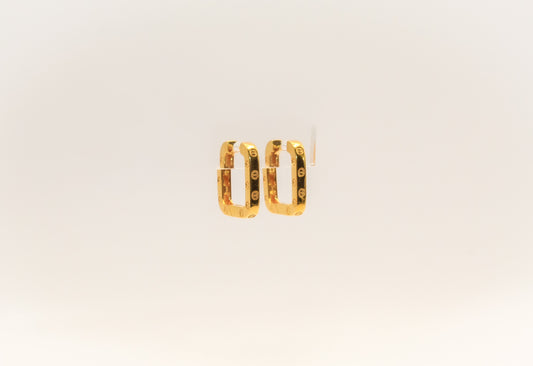 21K Gold Square Mini Huggies Earrings