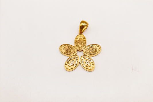 21K Gold Flower Coin Pendant