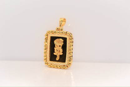 21k Gold Square Himo Rose pendant