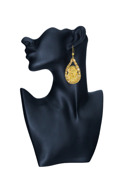 21k Gold Coin Dangle Earrings