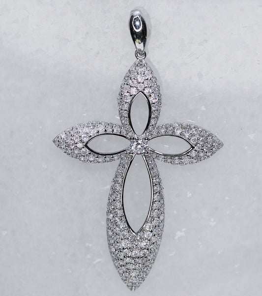 18k White Gold Cross Pendent