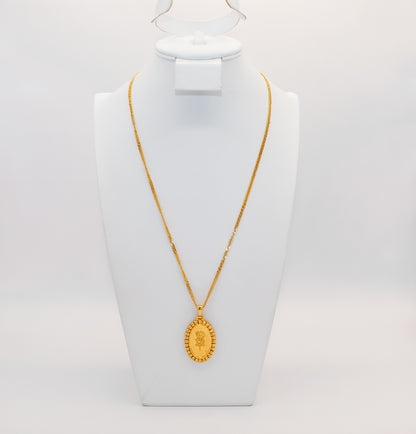 21K Gold Oval Rose Necklace, view 2