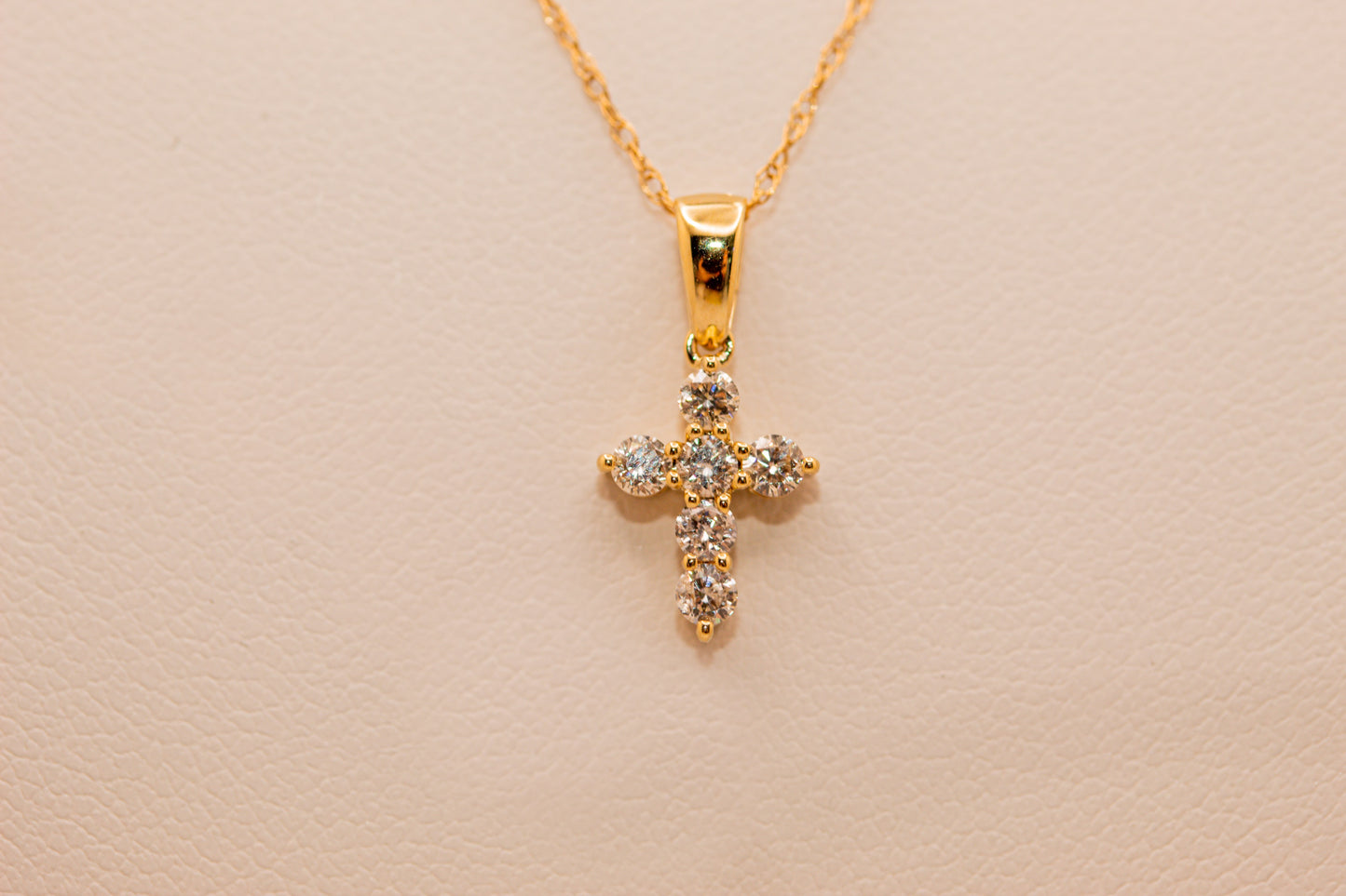14k Gold Mini Diamond Cross Necklace