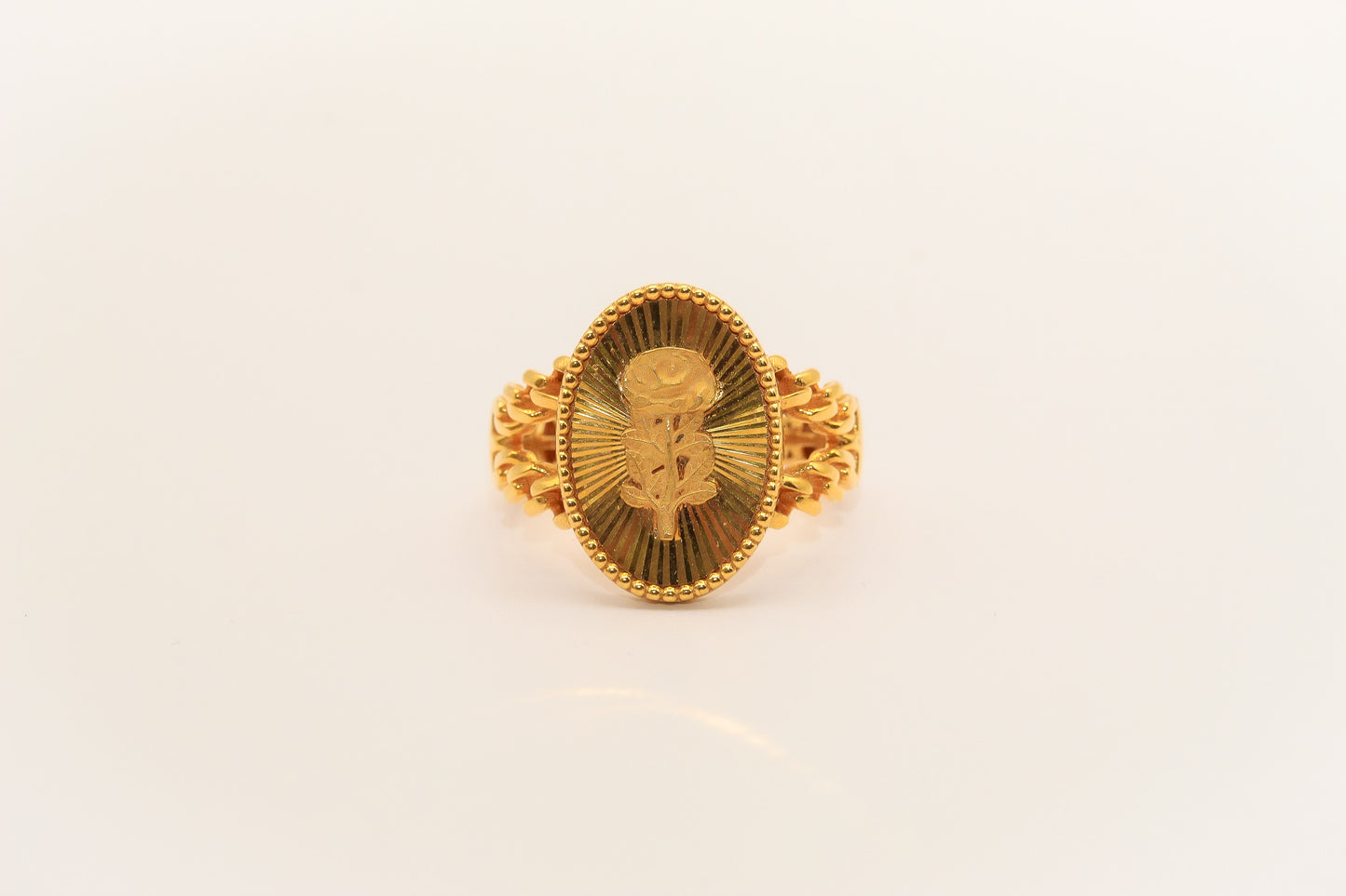 21K Gold Oval Rose Ring